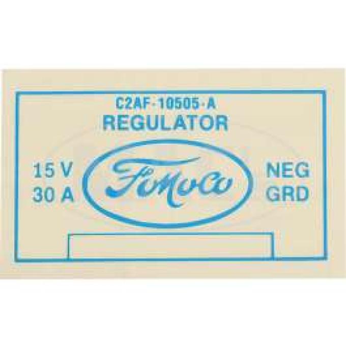 Voltage Regulator Decal, Blue, Galaxie, 1962-1963