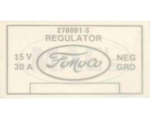 Voltage Regulator Decal, Galaxie, 1961