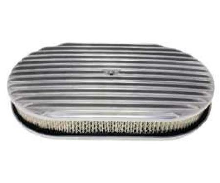 Ford Air Cleaner, Oval Full Finned Polished Aluminum, 15