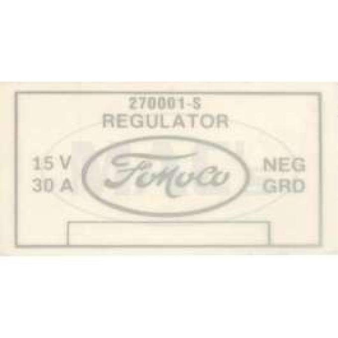 Voltage Regulator Decal, Galaxie, 1961