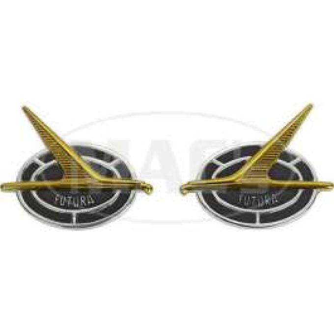 Roof Emblems - Futura - Chrome With Black Recesses and Gold Falcon - Falcon Futura