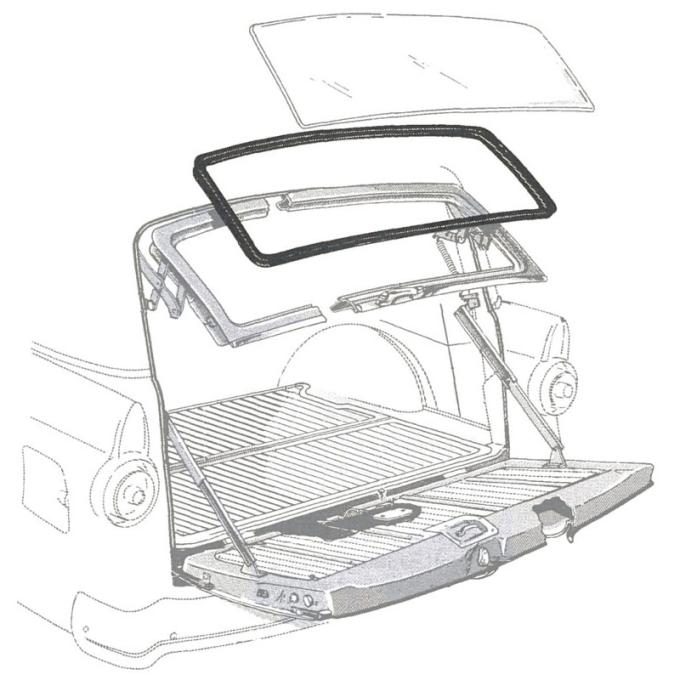 Dennis Carpenter Back Glass Seal - No Groove for Chrome - Ranch Wagon & Sedan Delivery - 1955-56 Ford Car   B5A-5942084-C