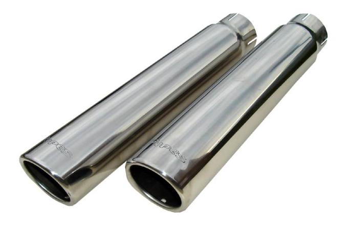Pypes Exhaust Tail Pipe Tip Set 2.5 in-3 in x 12 in L Clamp On Hardware Not Incl Polished 304 Stainless Steel Pair Exhaust EVT51B