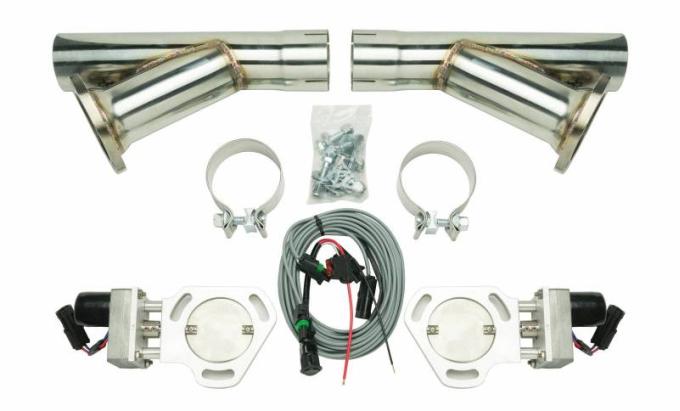 Pypes Dual Y Exhaust Electric Dump Cutout 2.5 in Natural Finish Hardware Incl Aluminum And 304 Stainless Steel Material Exhaust HVE10K