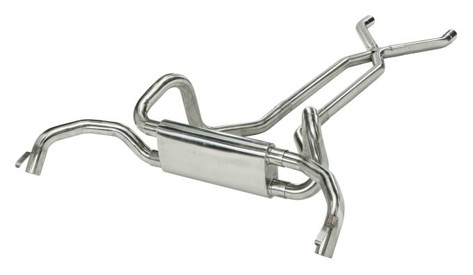 Pypes Crossflow System w/X-Pipe Exhaust System 67-74 Split Rear Dual Exit 2.5 in Intermediate And Tail Pipe Race Pro Mufflers/Hardware Incl Tip Not Incl Polished 409 Stainless Steel Exhaust SGF70S