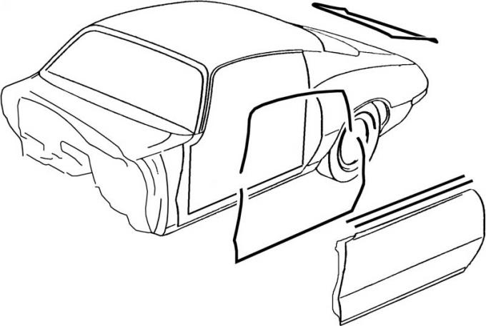OER 1970-81 Camaro without Outer Door Reveal Molding or T-Tops Weatherstrip Kit with OEM Style Felts *R5106