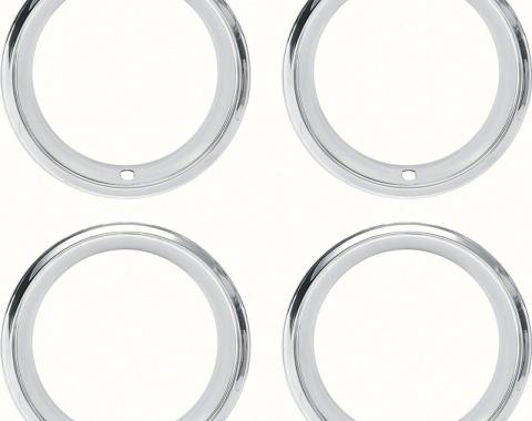 OER 14" Stainless Steel 2-7/8" Deep Step Lip Rally Wheel Trim Ring Set for Reproduction Wheels 545910