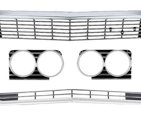 OER 1966 Complete Front Grill and Headlight Bezel Set , 8 Piece Set , Impala, Full Size *R2888