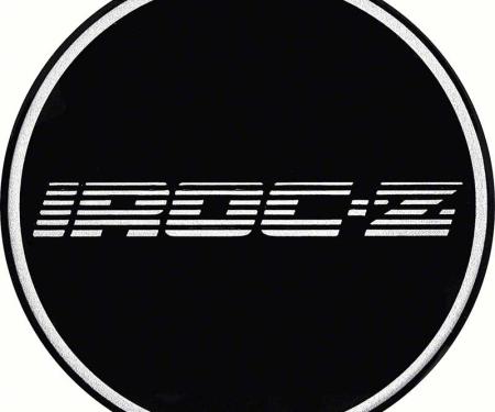 OER 2-1/2" Wheel Center Cap Emblem with Chrome IROC-Z Logo on a Black Background K151713BK