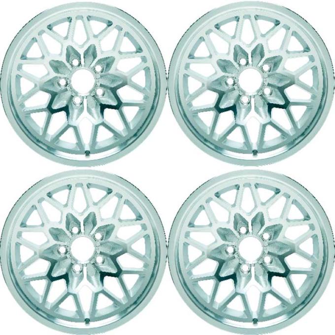 OER 1978-81 Firebird / Trans AM 15" X 8" Cast Aluminum "Snowflake" Wheel Set With Silver accents *R4413