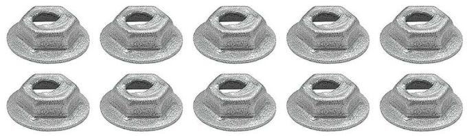 OER Thread Cutting Pal Nut, 3/32" Stud Size, Hex Washer Head, Zinc Plated, 10 Piece Set *A8855K