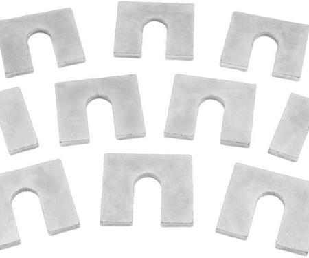 OER Body Shims, 1/16" Thick, 1-1/4" x 1-1/8", with 3/8" Bolt Slot, Zinc Plated, 10 Piece Set C2005