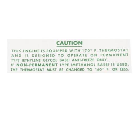 Corvette Radiator Decal, Caution, 1958-1962