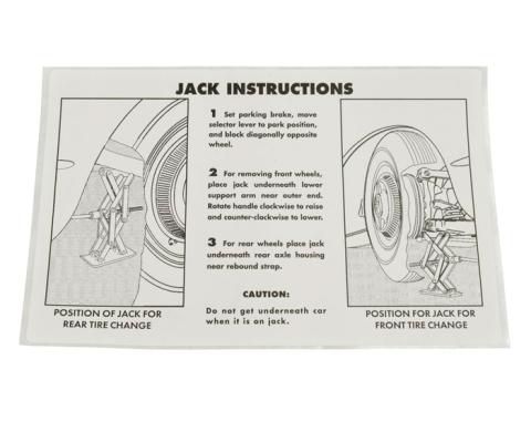 Corvette Decal, Jacking Instruction, 1953-1960