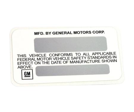 Corvette Label, Certification 75L, 1975-1977