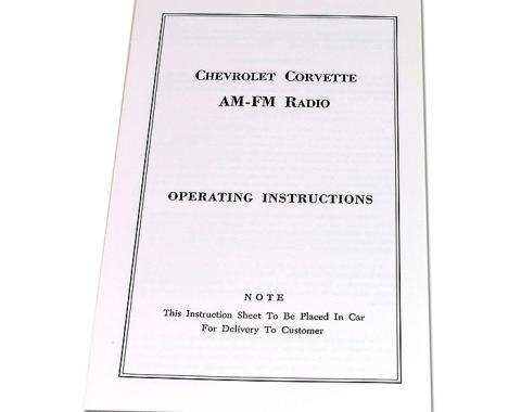Corvette Instructions, Radio AM/FM, 1965-1967