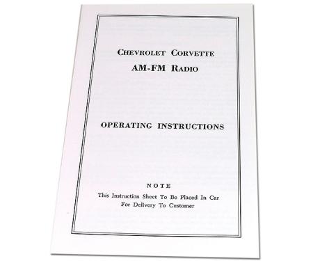 Corvette Instructions, Radio AM/FM, 1965-1967