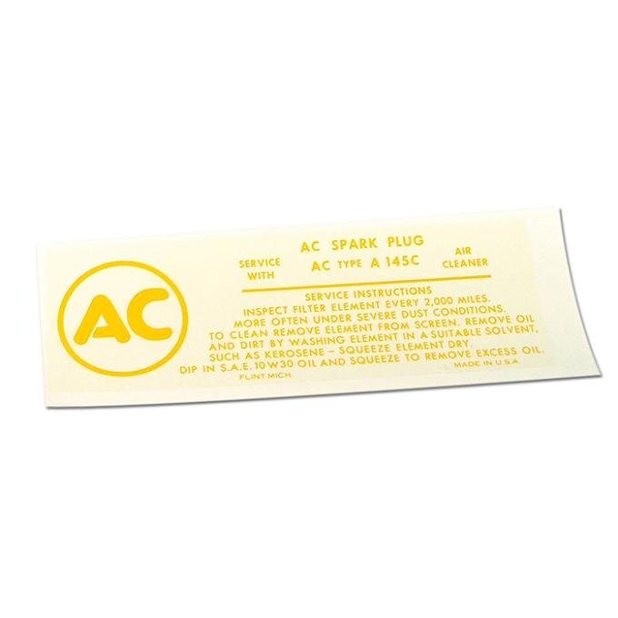 Corvette Decal, Air Cleaner Instructions Fuel Injection, 1962